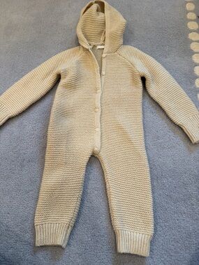 Zara baby Cream Knit Hooded One-Piece